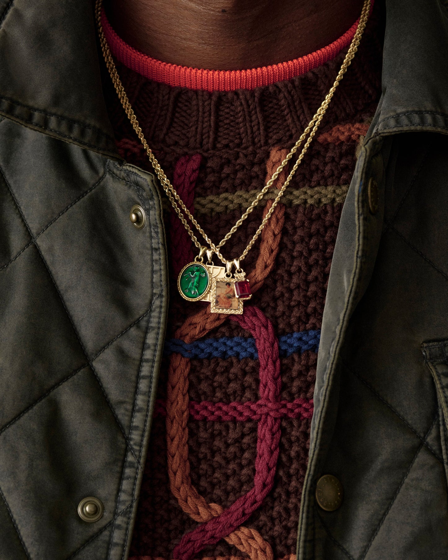 14Kt Gold Crest Gemstone Pendant - Aimé Leon Dore Jewelry