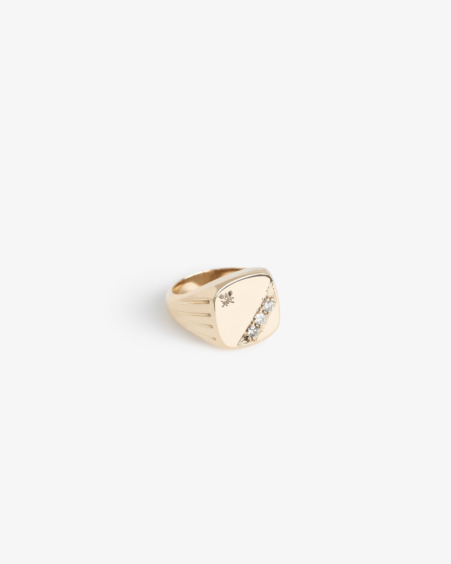 14Kt Gold Diamond Signet Ring - Aimé Leon Dore Jewelry